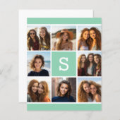 Mint en witte foto collage met monogram (Voorkant / Achterkant)