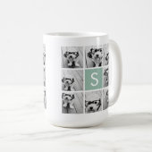 Mint en witte foto collage met monogram koffiemok (Voorkant rechts)