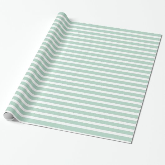 Mint en witte strepen cadeaupapier (Uitgerold)