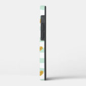 Mint en witte strepen gouden harten aangepaste naa Case-Mate iPhone case (Achterkant / Links)