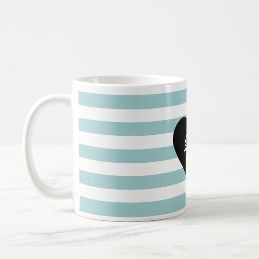 mint en witte strepen Hallo hart Koffiemok (Links)