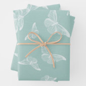 Mint en witte  vlinders inpakpapier vel (In situ)