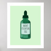 Mint Essential Oil Bottle Drawing Poster (Voorkant)