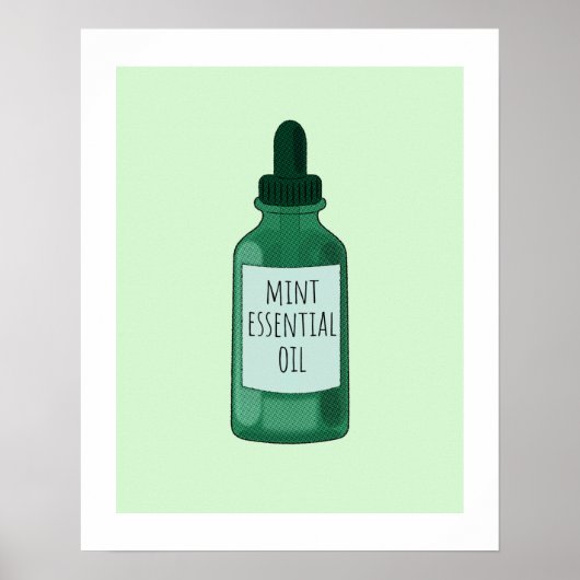 Mint Essential Oil Bottle Drawing Poster (Voorkant)