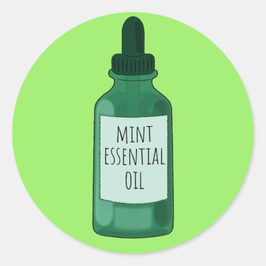 Mint Essential Oil Bottle Drawing Ronde Sticker (Voorkant)