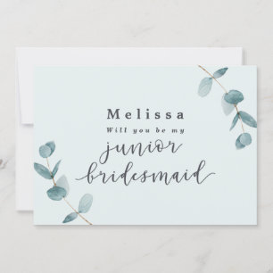 Mint Eucalyptus Junior Bridesmaid proposal Kaart