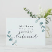 Mint Eucalyptus Junior Bridesmaid proposal Kaart (Staand voorkant)