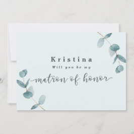 Mint Eucalyptus Matron of Honor proposal Kaart