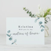 Mint Eucalyptus Matron of Honor proposal Kaart (Staand voorkant)