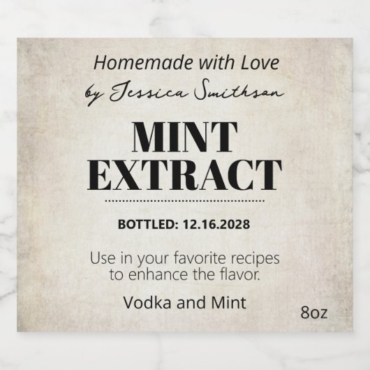 Mint Extract Modern Label Sticker ZEX_001c (Enkel label)