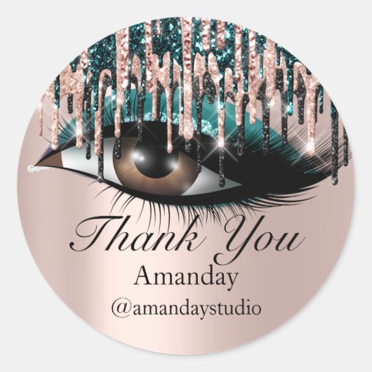 Mint Eyelashes Extension Makeup Roos Blauwgroen sc Ronde Sticker (Voorkant)