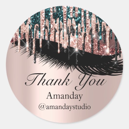 Mint Eyelashes Extension Makeup Roos Grey Drives Ronde Sticker (Voorkant)