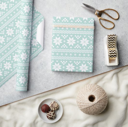Mint Fair Isle Kersttrui patroon Cadeaupapier (Crafts)