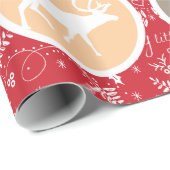 Mint Family Photo Reindeer Kerstmis Merry Bright Cadeaupapier (Rol Hoek)