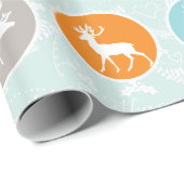 Mint Family Photo Reindeer Kerstmis Merry Bright Cadeaupapier (Rol Hoek)