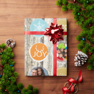 Mint Family Photo Reindeer Kerstmis Merry Bright Cadeaupapier