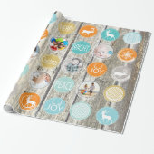 Mint Family Photo Reindeer Kerstmis Merry Bright Cadeaupapier (Uitgerold)