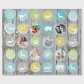 Mint Family Photo Reindeer Kerstmis Merry Bright Cadeaupapier (Vlak)