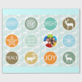 Mint Family Photo Reindeer Kerstmis Merry Bright Cadeaupapier (Vlak)