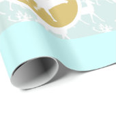 Mint Family Photo Reindeer Kerstmis Merry Bright Cadeaupapier (Rol Hoek)