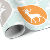 Mint Family Photo Reindeer Kerstmis Merry Bright Cadeaupapier (Rol Hoek)