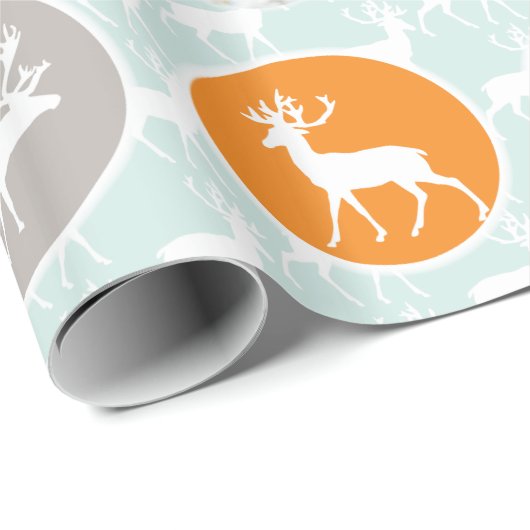 Mint Family Photo Reindeer Kerstmis Merry Bright Cadeaupapier (Rol Hoek)