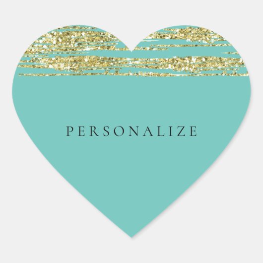 Mint faux glitter blush roze strepen hart sticker (Voorkant)