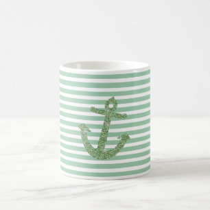Mint faux glitter nautisch anker koffiemok