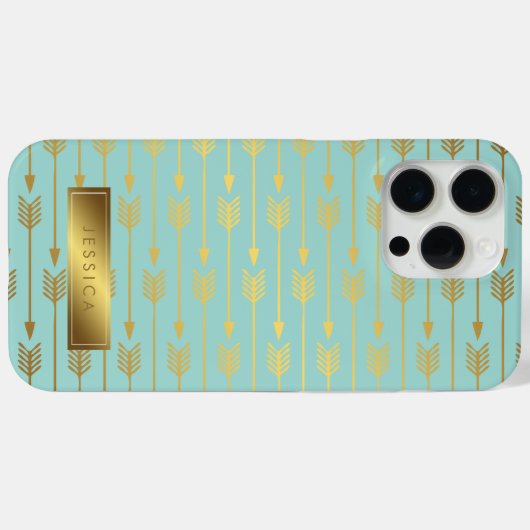 Mint Faux Gold Foil Arrows Patroon Case-Mate iPhone Case (Achterkant (horizontaal))