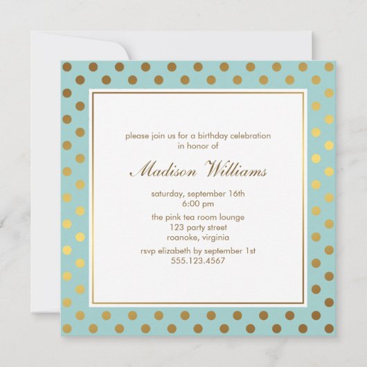 Mint Faux Gold Foil Polka Dots Pattern Kaart (Voorkant)