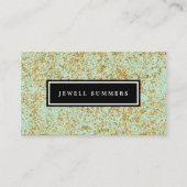 Mint & Faux Gold Glitter Dust Visitekaartje (Voorkant)