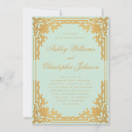 Mint Faux Goud Script Groen Bruiloft Kaart