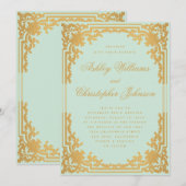 Mint Faux Goud Script Groen Bruiloft Kaart (Voorkant / Achterkant)