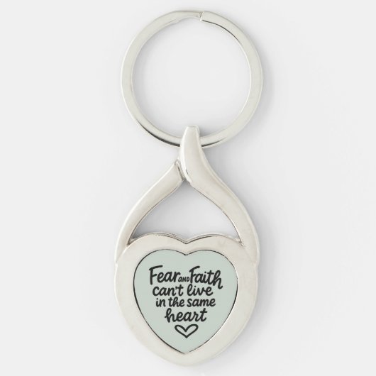 Mint Fear and Faith Inspirational Christian Quote  Sleutelhanger (Voorkant)