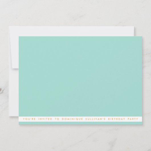 Mint Fishbone Pattern Foto Birthday Invitation Kaart (Achterkant)