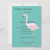 Mint Flamingo Baby shower Kaart (Achterkant)