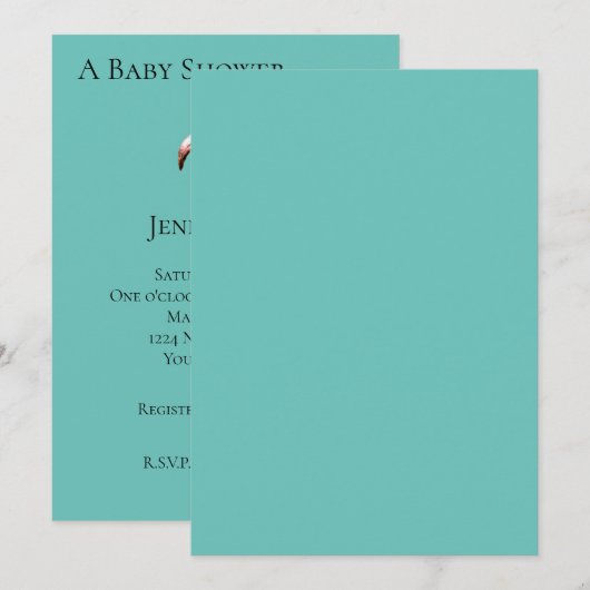 Mint Flamingo Baby shower Kaart (Voorkant / Achterkant)