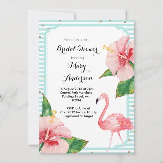 Mint Flamingo Bridal de kaart van de Uitnodiging v (Voorkant)
