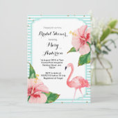 Mint Flamingo Bridal de kaart van de Uitnodiging v (Staand voorkant)