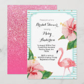 Mint Flamingo Bridal de kaart van de Uitnodiging v (Voorkant / Achterkant)