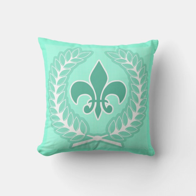 Mint Fleur De Lis Pillow Kussen (Voorkant)