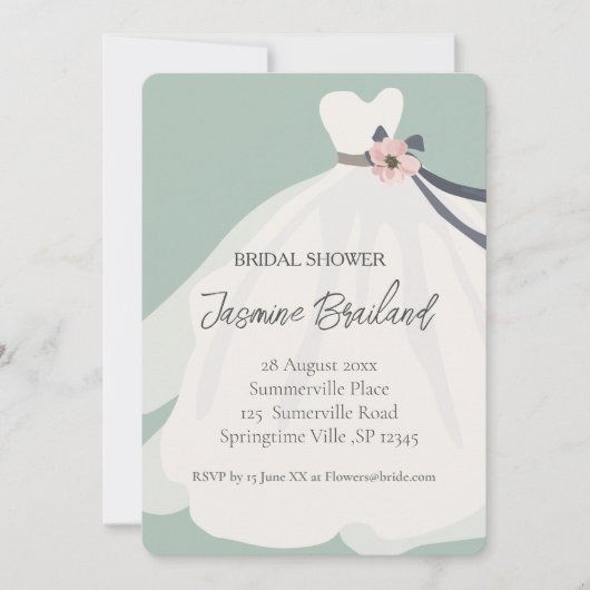 Mint Floral Bride Gown Vrijgezellenfeest Kaart (Voorkant)