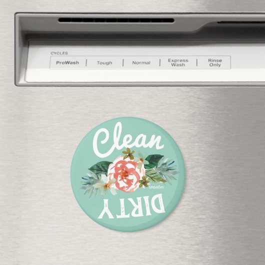 Mint Floral CLEAN DIRTY Dishwasher Magnet (Insitu (Vaatwasser))