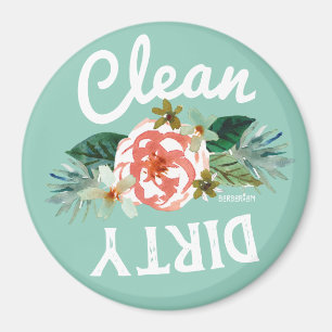 Mint Floral CLEAN DIRTY Dishwasher Magnet