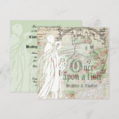 Mint Floral eens op een Uitnodiging van de Tijd va (Voorkant / Achterkant)