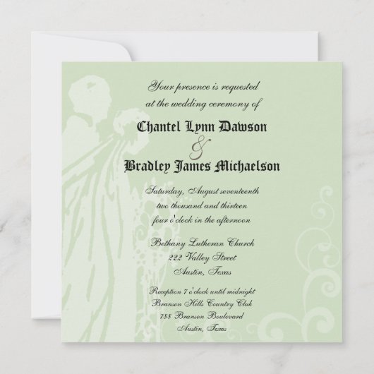 Mint Floral eens op een Uitnodiging van de Tijd va (Achterkant)