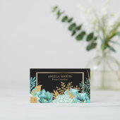 Mint Floral Gold Lijst Professional Visitekaartje (Staand voorkant)
