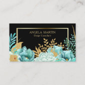 Mint Floral Gold Lijst Professional Visitekaartje (Voorkant)