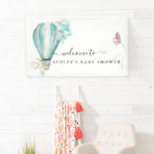 Mint Floral heteluchtballon Baby shower Spandoek (Insitu)