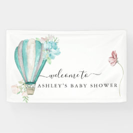 Mint Floral heteluchtballon Baby shower Spandoek